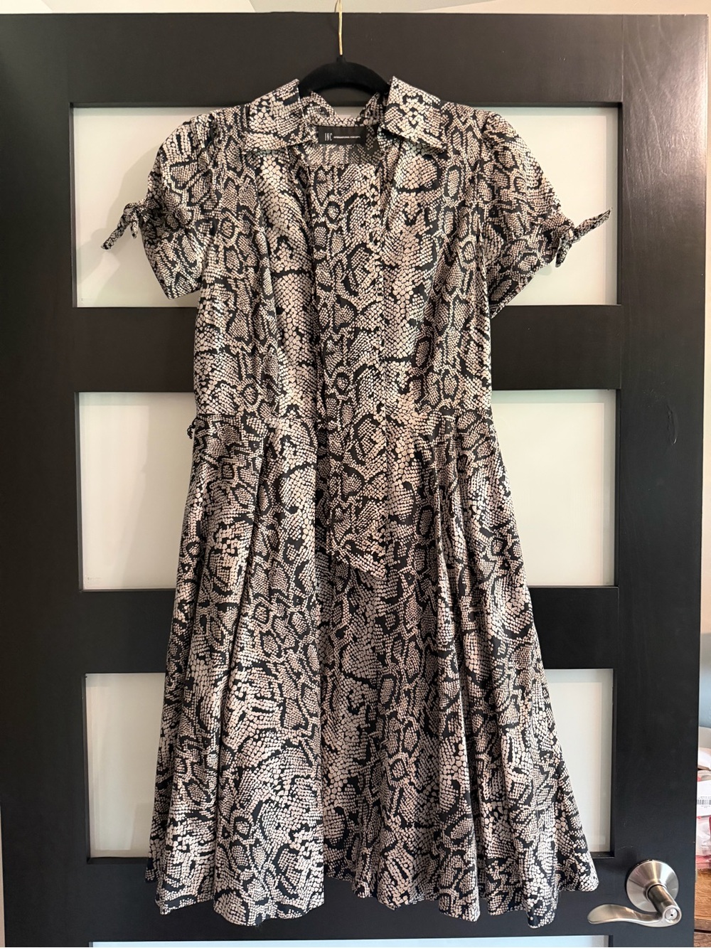 INC International Concepts Black and Cream Snake-Print Dress